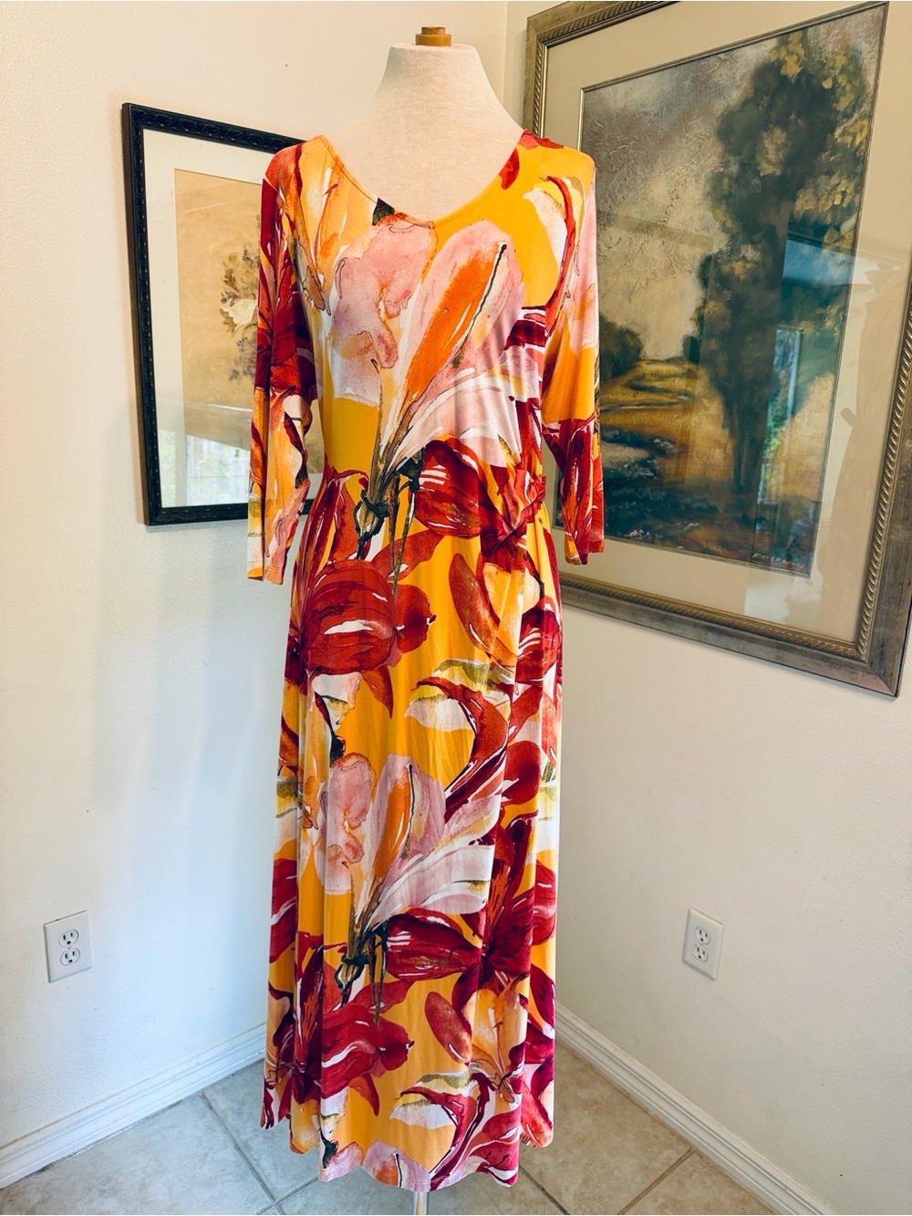 NWT Soft Surroundings Elia Maxi Dress in Apricot Coral Size XLP - Picture 2 of 11